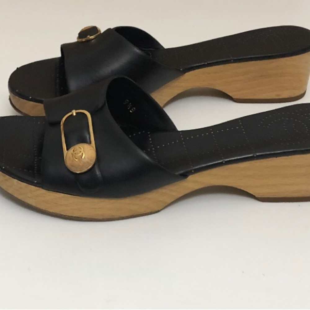 Chanel Black Mules
